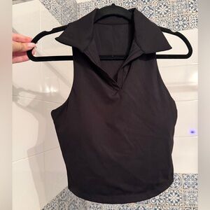 Fashion Nova Black Sleeveless Collared Tank Top